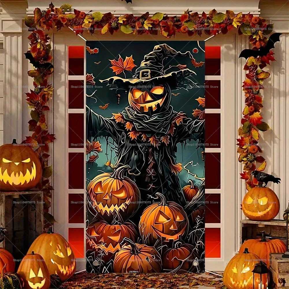 Halloween Party Decorations Spooky 2D Door Banner Party Skull Pumpkin Wizard Porch Banner Photo Booth Frame Prop SuppliesXJ250804