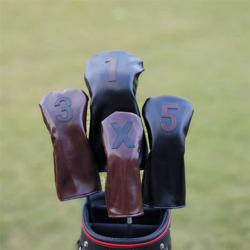 Oil Wax ather Club Cover Premium PU ather Waterproof Driver Cover Club Covers for Driver Fairway WoodsXJ250730