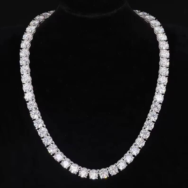 Factory Custom 925 Silver with 2 3 4 5 6mm Moissanite Cluster GC Certified Affordable Tennis Chain