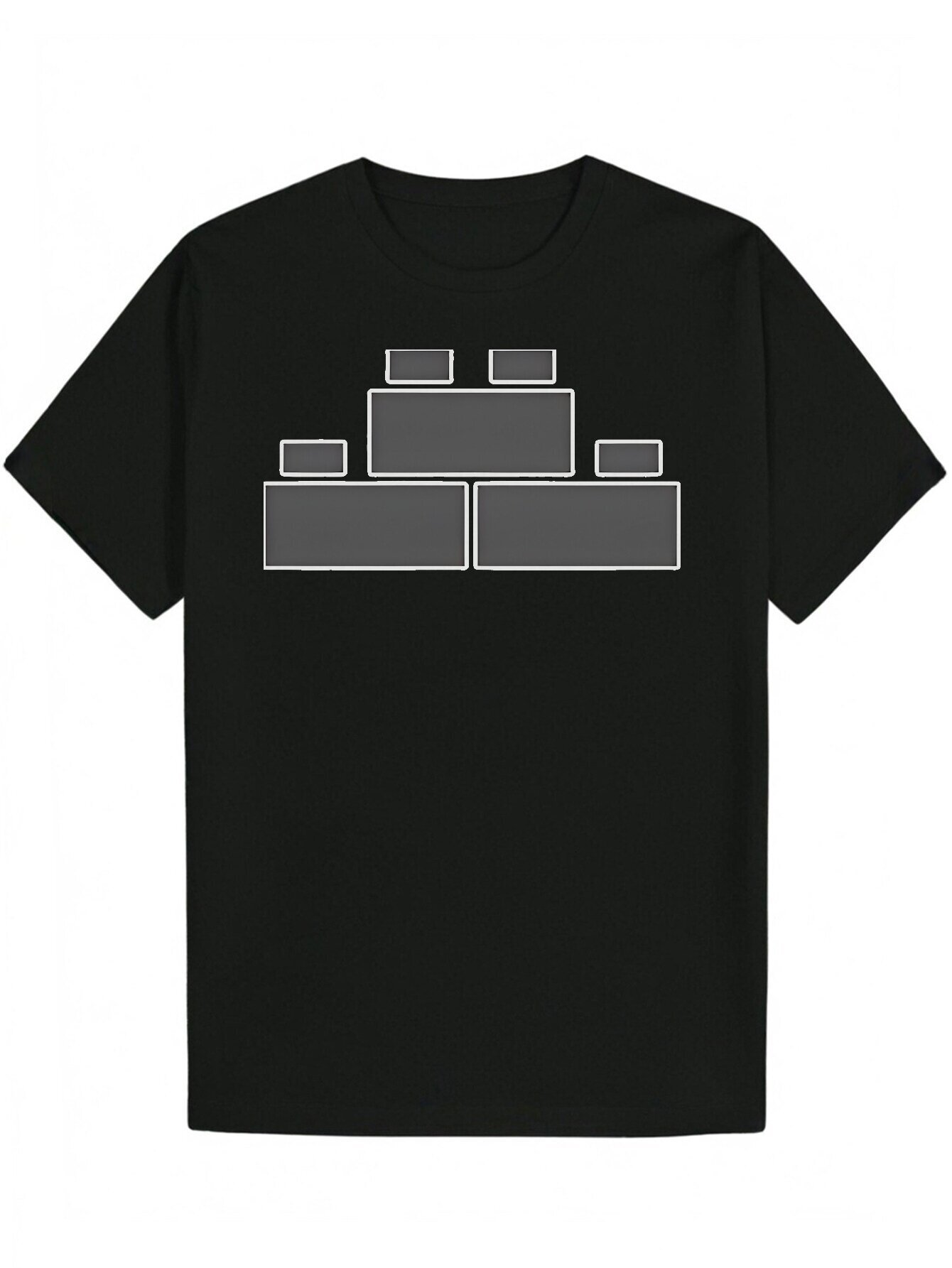 Men's T-Shirt, 3D Box Design - Black Polyester, Round Neck, and Breathable, Perfect for Wear, Summer Casual Wear Pattern T-shirt | Lightweight Sh