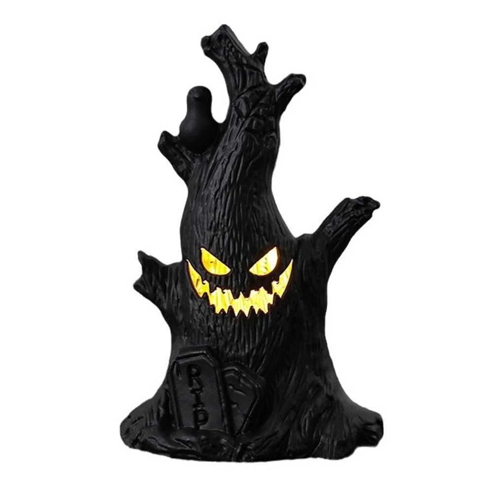 Halloween LED Ghost Face Tree Statue Battery Operated Ghost Tree Ornament Horror Tree Ornament for Haunted House Decoration XJ250804