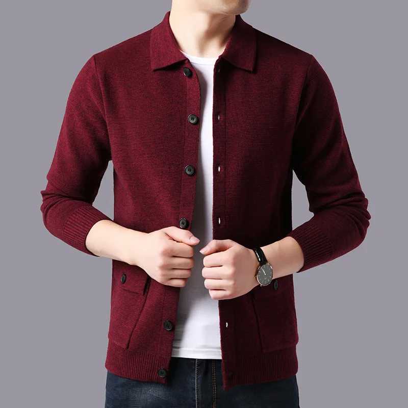 High Quality Cardigan Men Knitting Sweaters Coat Autumn Winter Casual Sweater Jackets Solid Turn Down Collar Knitted Cardigan Man XJ250805