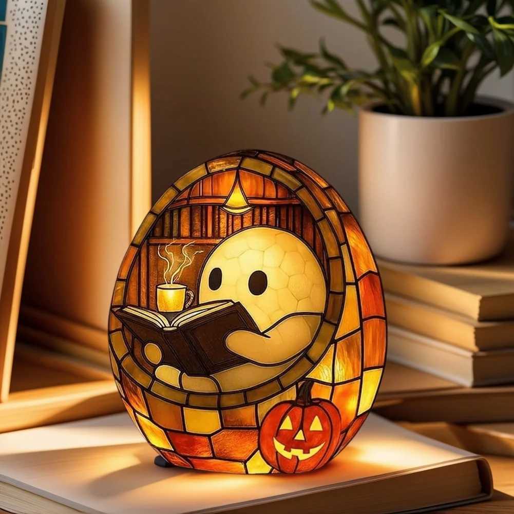 Halloween Ghost Reading Book Lamp Adorable Ghost Reading Night Light Halloween Readers Bookish Aesthetic Light Halloween Decor XJ250804