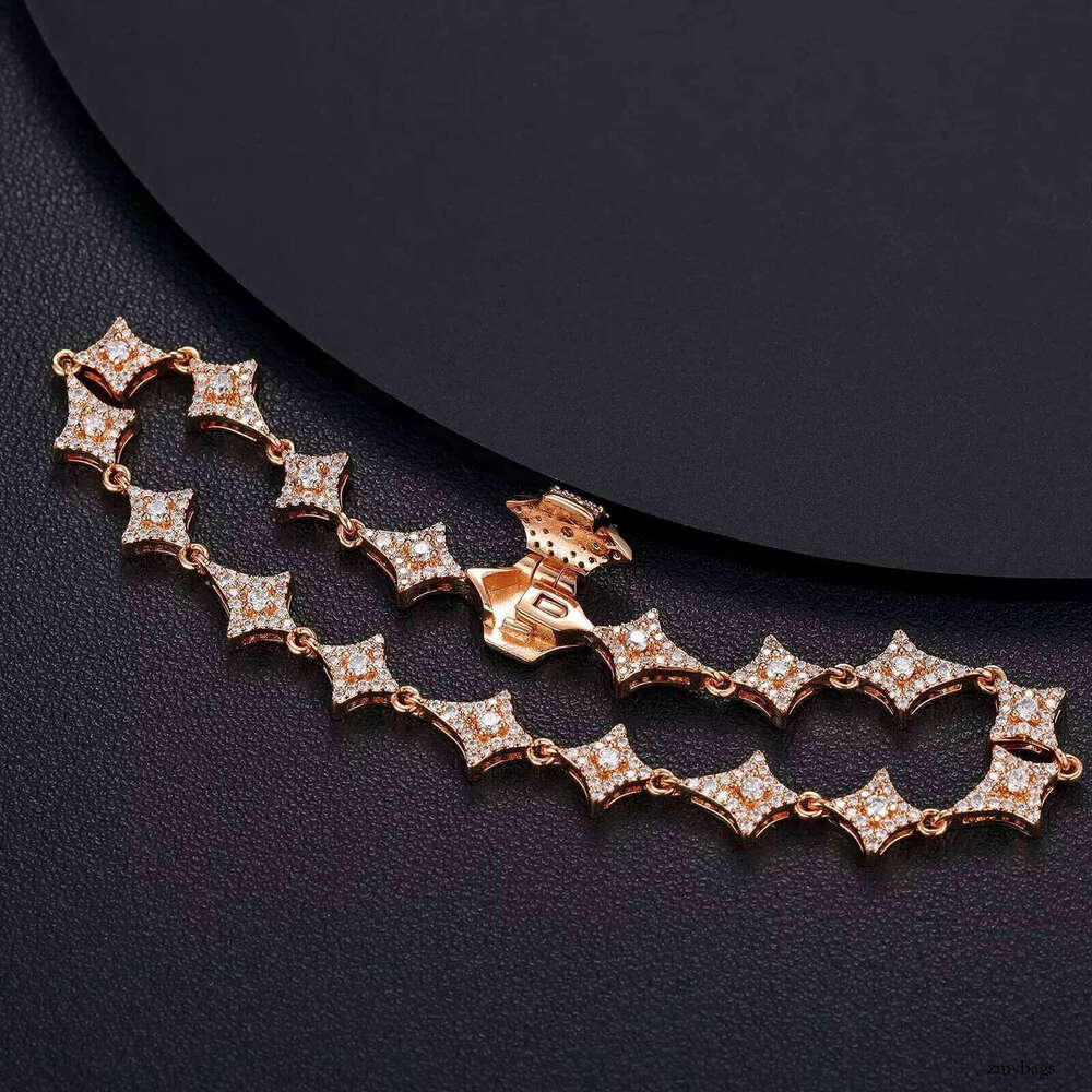 Summer Mens Jewelry 7.4mm Sterling Sier VVS1 Moissanite Iced Out Shuriken Link Bracelet Anklet for Men Lady