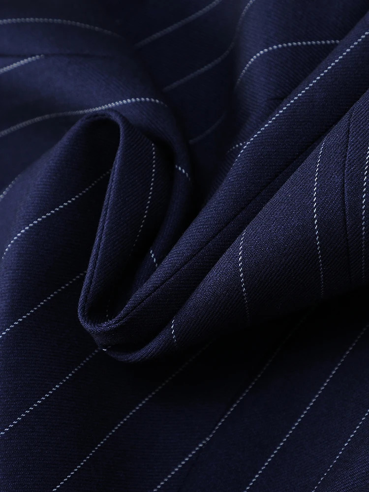 Fashion Autumn Winter Ladies Pant Suit Women Blue Striped Female Business Work Wear Jacket Blazer and Trouser Formal 2 Piece Set 250724
