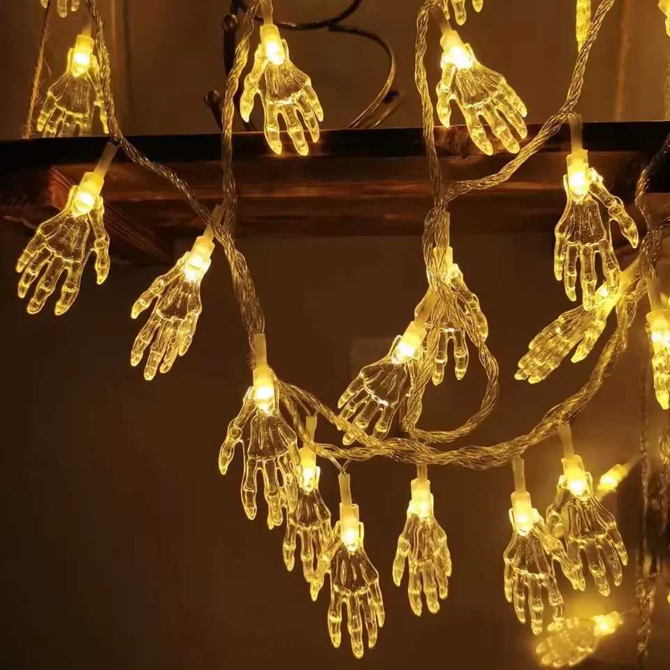 Halloween LED Ghost Claw String Lights Battery Powered Decoration Lamp Horror Atmosphere Lights for Festive Party Haunted House XJ250804