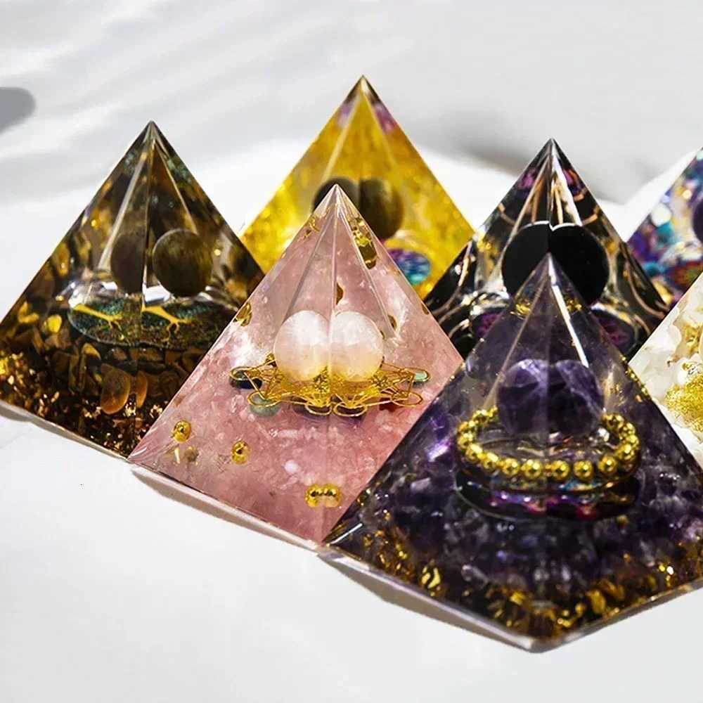 Natural Crystal Energy Generator Pyramid Peridot Amethyst Reiki Healing Chakra Resin Pyramid Egyptian Decoration Room Decoration 1pc Z250805