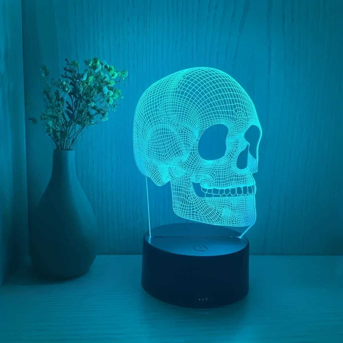 Creative USB Night Light with Skull Main Image Halloween Holiday Gift for Friends Atmosphere Decorative Light XJ250804