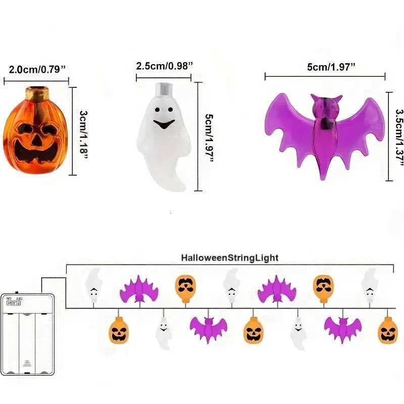 1PC LED Halloween String Lights Bat Ghost Pumpkin Festival Decorative Lights Battery Operated Lamp For Indoor Halloween Decor XJ250804