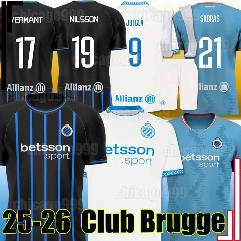 2025/26 Club Brugge Soccer Jerseys TZOLIS JUTGLA VETLESEN VERMANT ONYEDIKA NILSSON NIELSEN MIGNOLET JASHARI ORDONEZ MECHELE Men kids kit socks football shirts