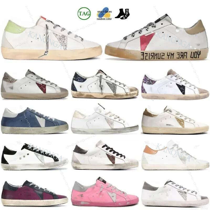 Italy Brand Golden Super Star Sneakers Women Casual Shoes Classic White Do-Old Dirty Designer Man Baskets Shoe Shiny Details With Gold