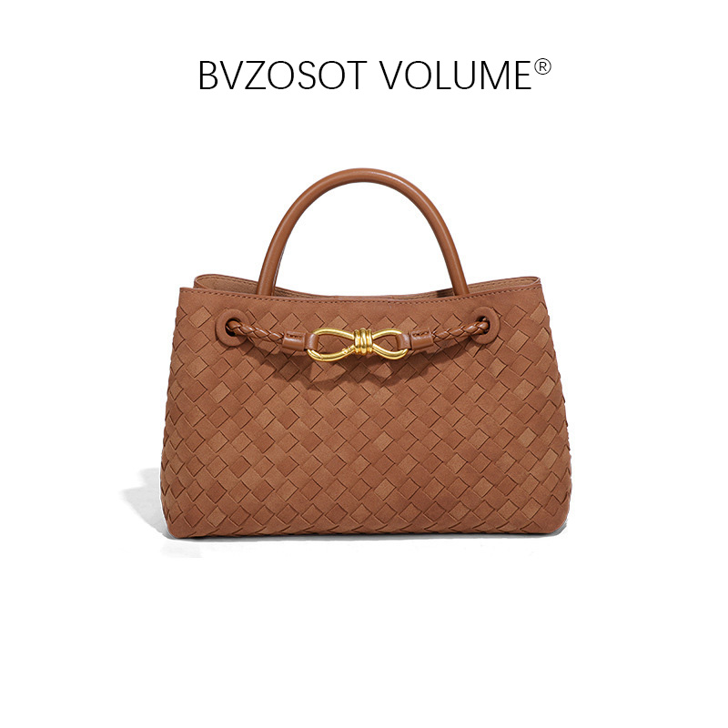 BVZOSOT VOLUME BVZOSOT VOLUME new European and American Fashion Matte Women's Handmade Braided Soft Leather Tote Bag Bucket Bag Handheld Single -