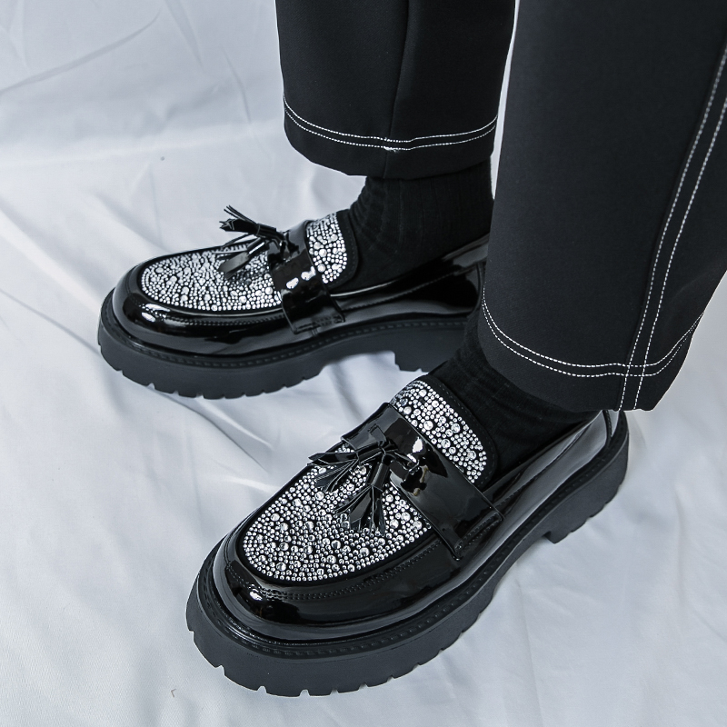 55003- New European and American 2025 Fashion Style Big Head Leather Shoes for Men's Casual Leather Shoes, Height Increased Thick Bottom Business