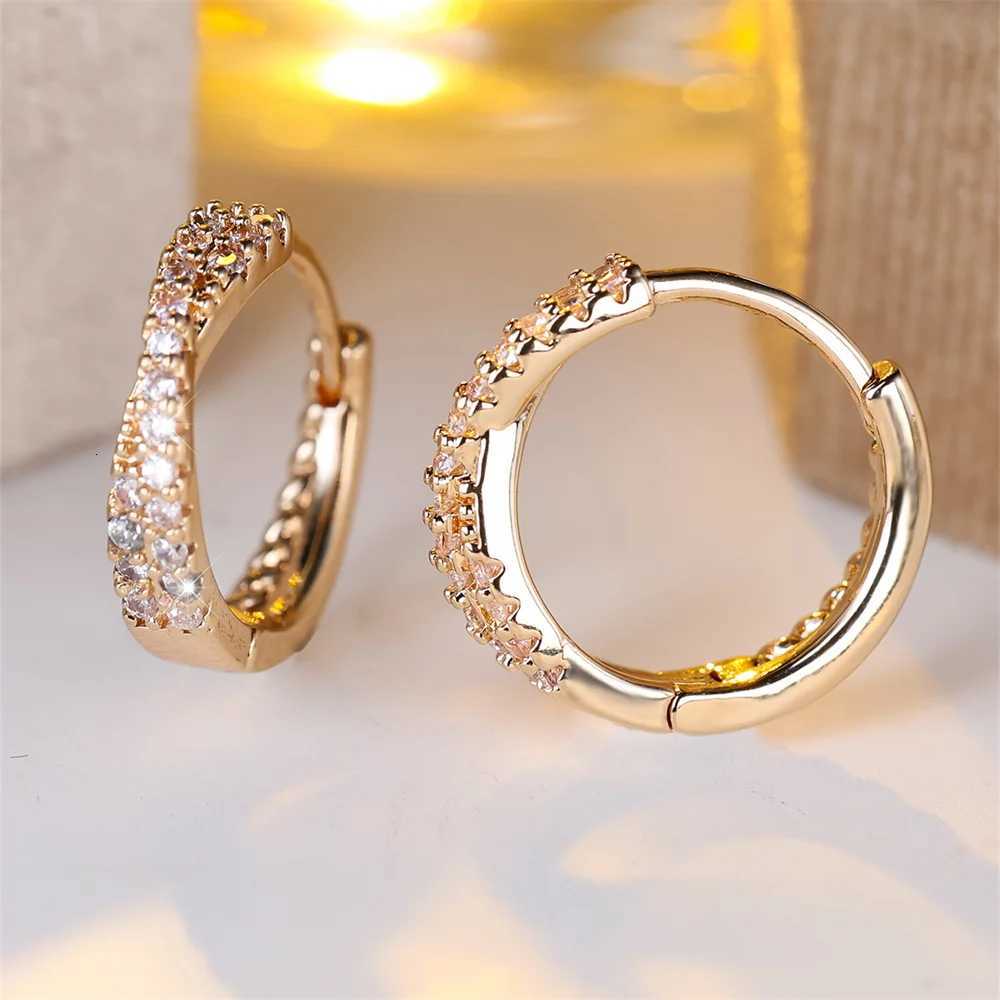 White Zircon Small Stone Crossed Hoop Earrings For Women Vintage Gold Silver Color Wedding Jewelry Versatile Accessory Y250804