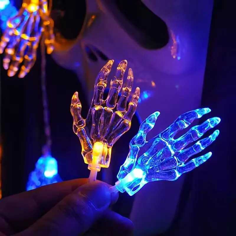 Halloween LED Ghost Claw String Lights Battery Powered Decoration Lamp Horror Atmosphere Lights for Festive Party Haunted House XJ250804
