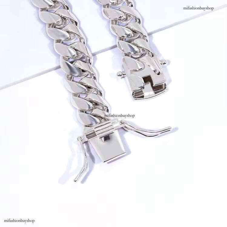 Simple Design Sterling Gold Plated 12mm Wide Sier Cuban Chain Bracelet Hip Hop Jewelry Necklace for Men Women