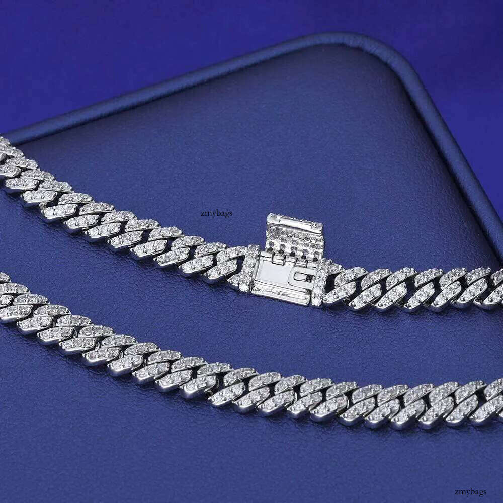 NUOYA High quality 6MM VVS Moissanite k Hip Hop Jewelry Men's White Gold Cuban Chain Necklace Gift