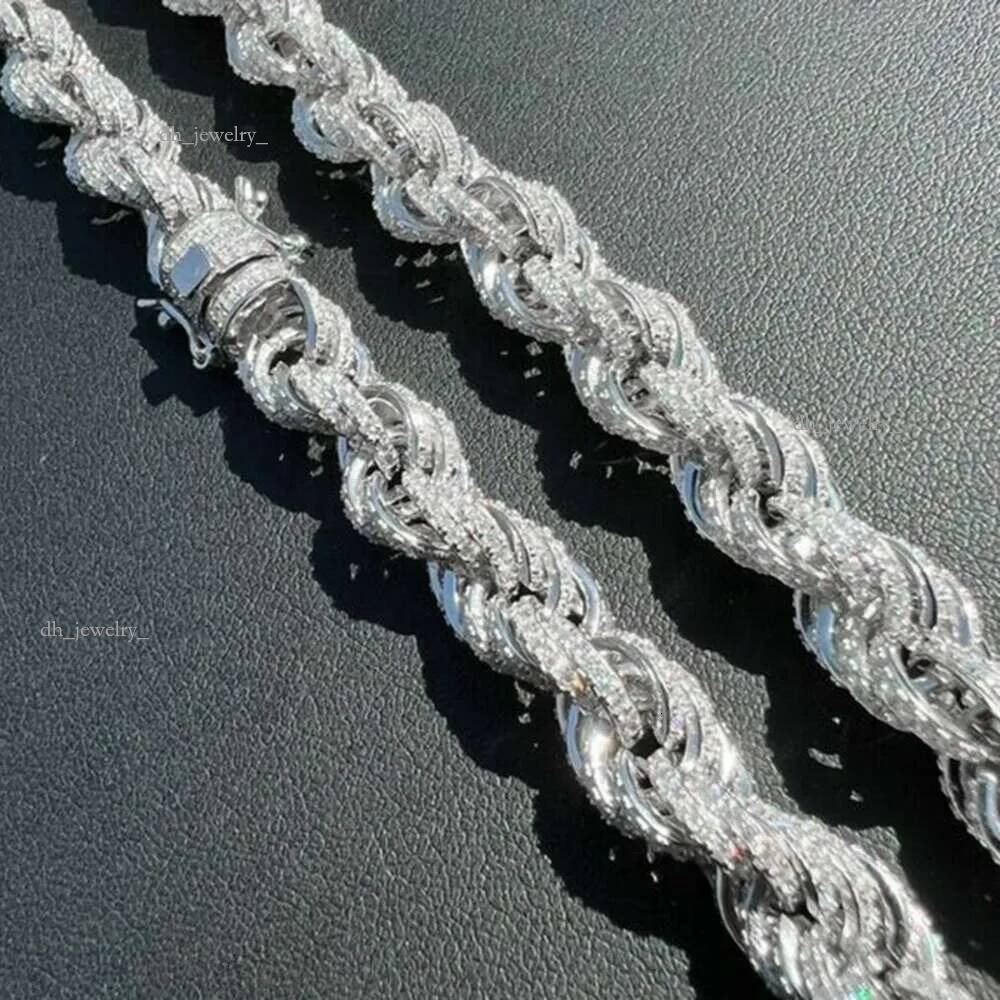 Twisted Moissanite Rope Chain for Men Custom Hip Hop Iced 9mm Thickness Sier Jewelry Necklaces CHRISTIAN Hiphop