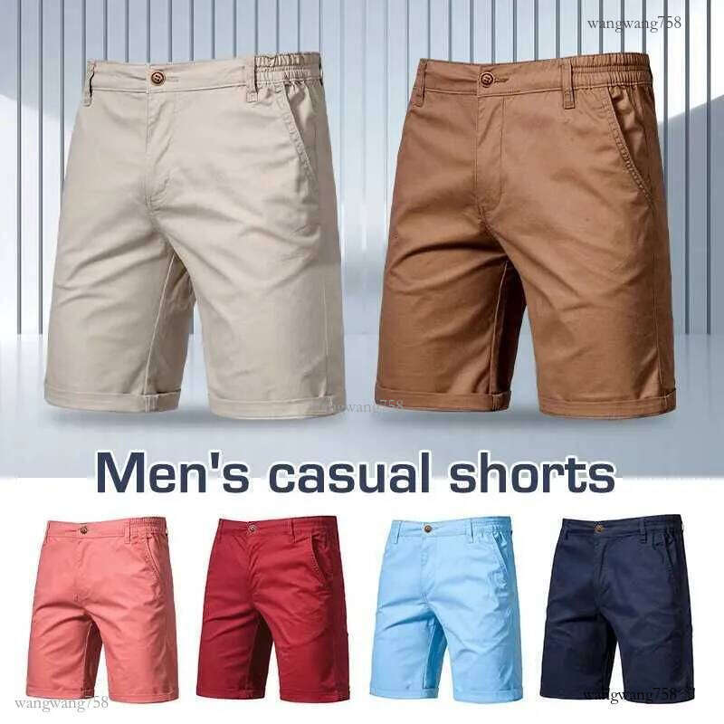 Men Shorts Summer Cotton Elastic Waist Casual Classic Fit Business Half Pants Stretch Khaki Chino Shorts Strtwear Beach Shorts X250403