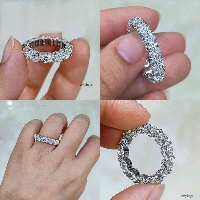 4.5mm Eternity Band Ring for Men Women round Moissanite Sterling Sier Hip Hop Dia Jewelry Engagement Party Gift