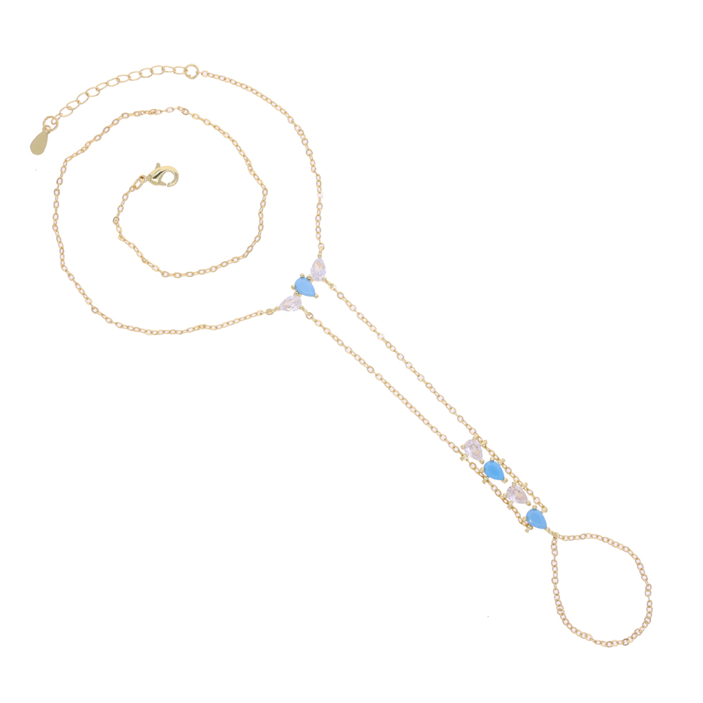 2025 New Summer High Quality Geometric Bezel Setted Blue Turquoises Stone Hot Fashion Jewelry Women Hand Chain Bracelet