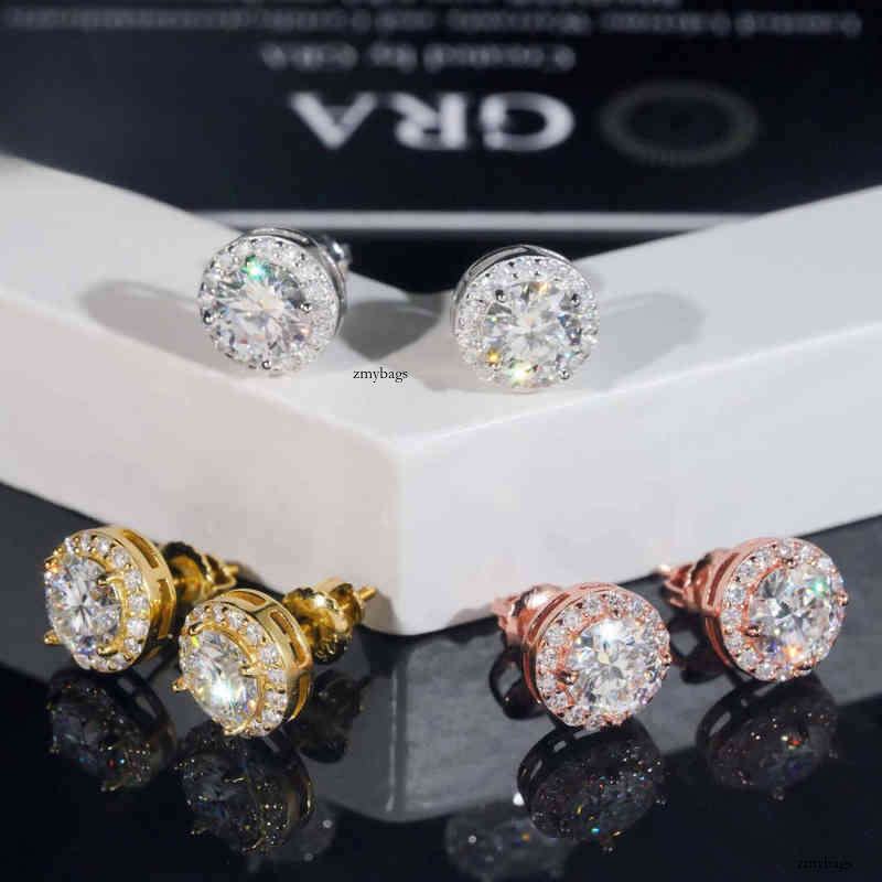 6.5mm Stone Hip Hop Iced Out Jewelry VVS Moissanite Ear Studs Sterling Sier Dia Stud Earring for Women
