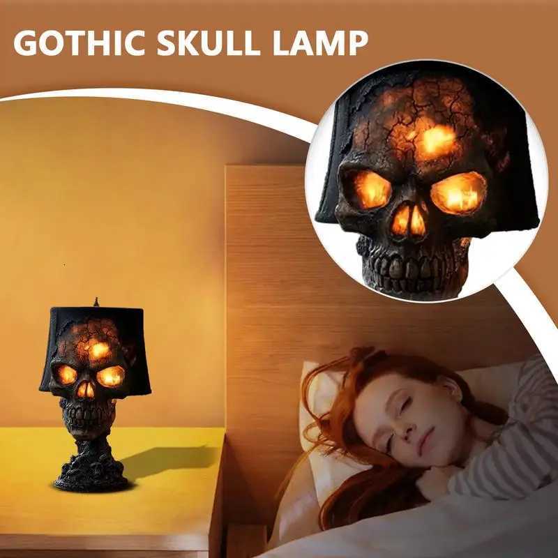 Gothic Table Lamp Halloween Skull Decor Desk Lamp Skeleton Halloween Decorations Ambient Lighting Night Light Desktop XJ250804