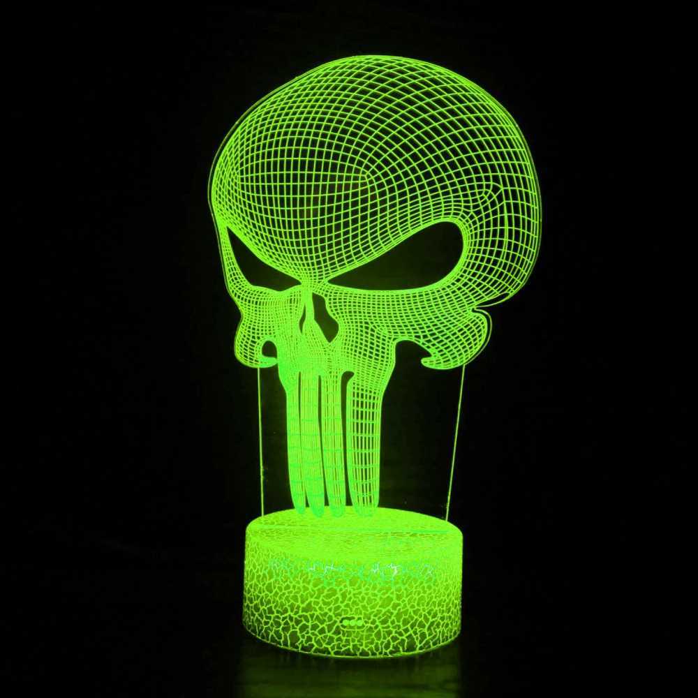 3D Skull Night Light Halloween Decoration Lights 7 Color Changing LED Desk Lamp Touch Button Room Decor Gift for Kids Teens XJ250804