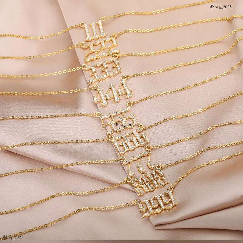Angel Number Necklace Chain Zircon Pendant Necklaces For Women Birthday