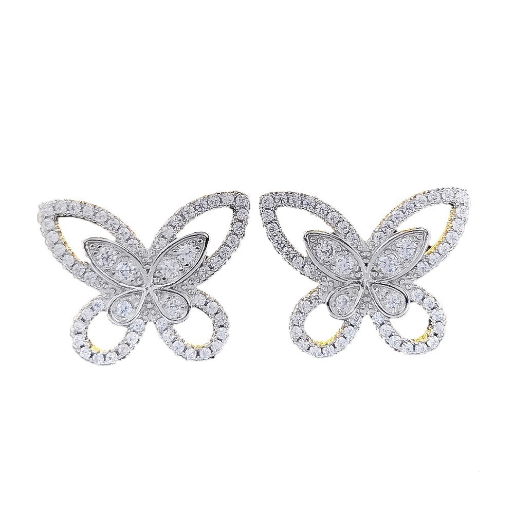 New Korean Style Elegant Fairy Butterfly Micro Pave Zircon Women's Earrings Trendy Accessories