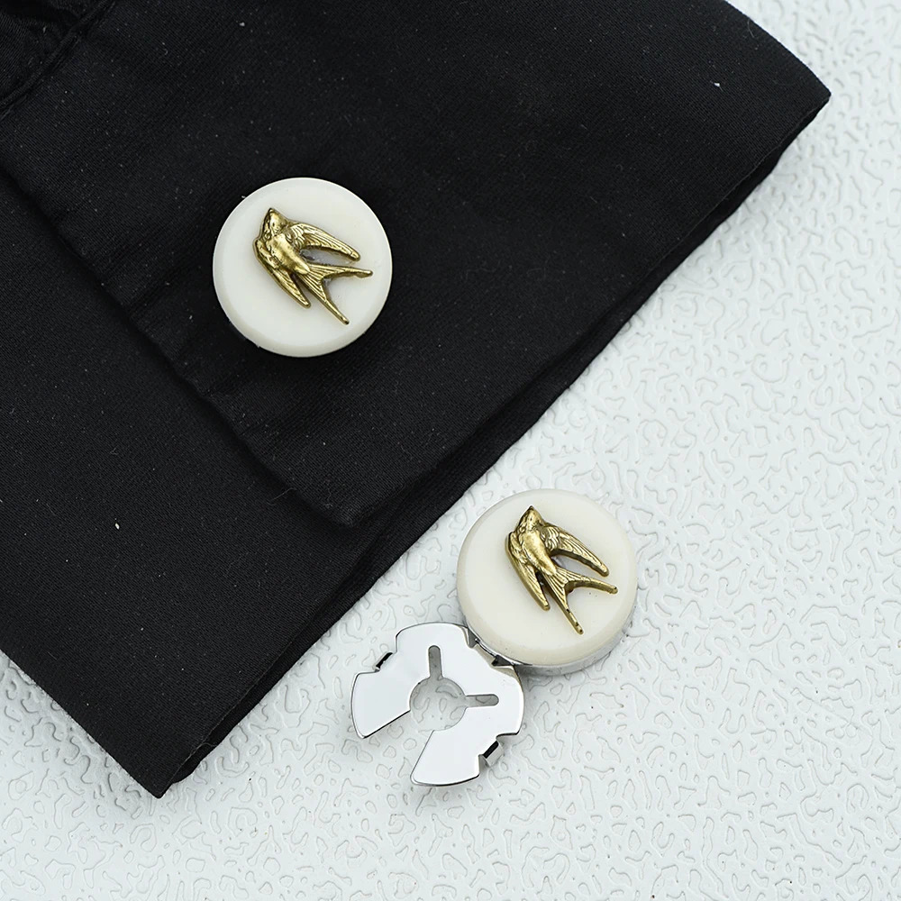ICEYY 2PCS Vintage Gold llow Round Button Covers Set Cufflinks for Apparel 250804 L251024