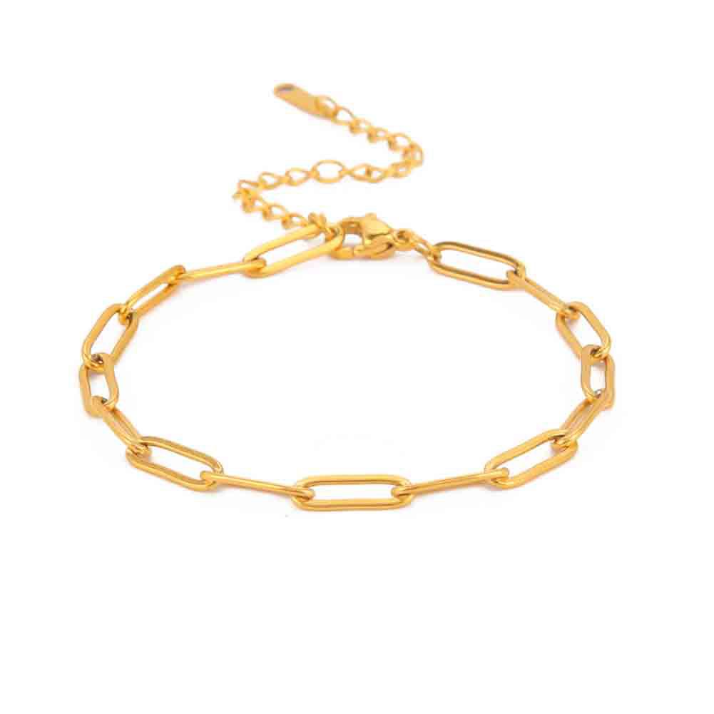 Punk Cool 5mm Paperclip Chain Bracelets for Men Women,Waterproof Rectangle Stainless Steel Links Wristband,Trendy Jewelry Gifts