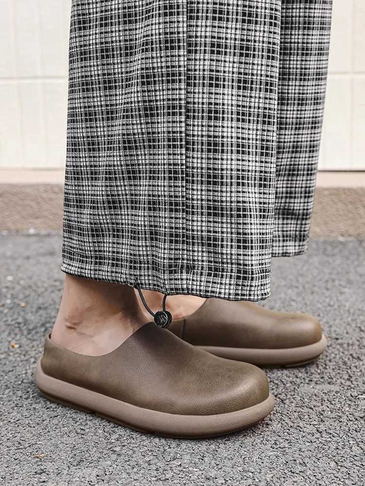 2025 New Style Mens Boken Baotou Cool Slippers High-End Lazy Mans One-Foot Half-Slippers Mens Outerwear Slippers W250805