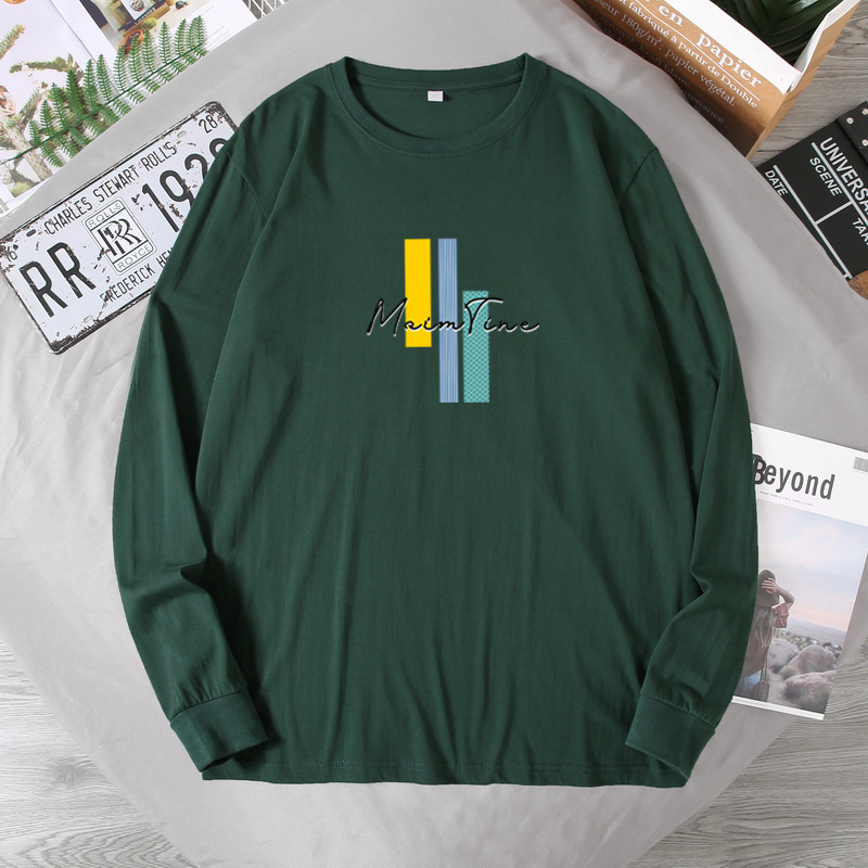 Spring and autumn Korean version of the printed T-shirt bottoming long-sleeved top wide loose plus fat to increase fashion men's long-sleeved