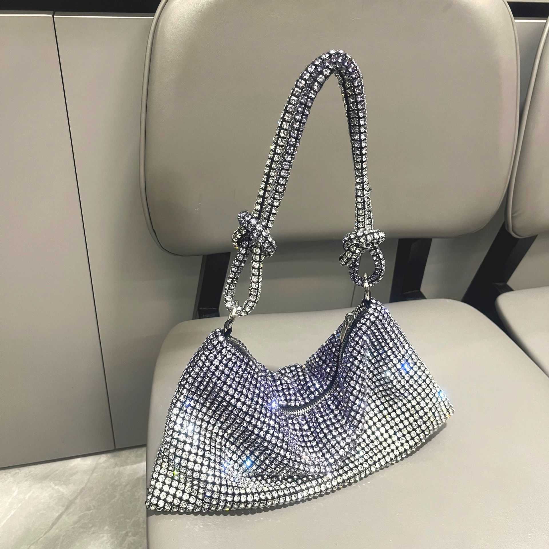 luxury bag designer bags Women's bag, shiny rhinestone underarm bag, gradually changing color, single shoulder bag, dinner bag, handmade handbag