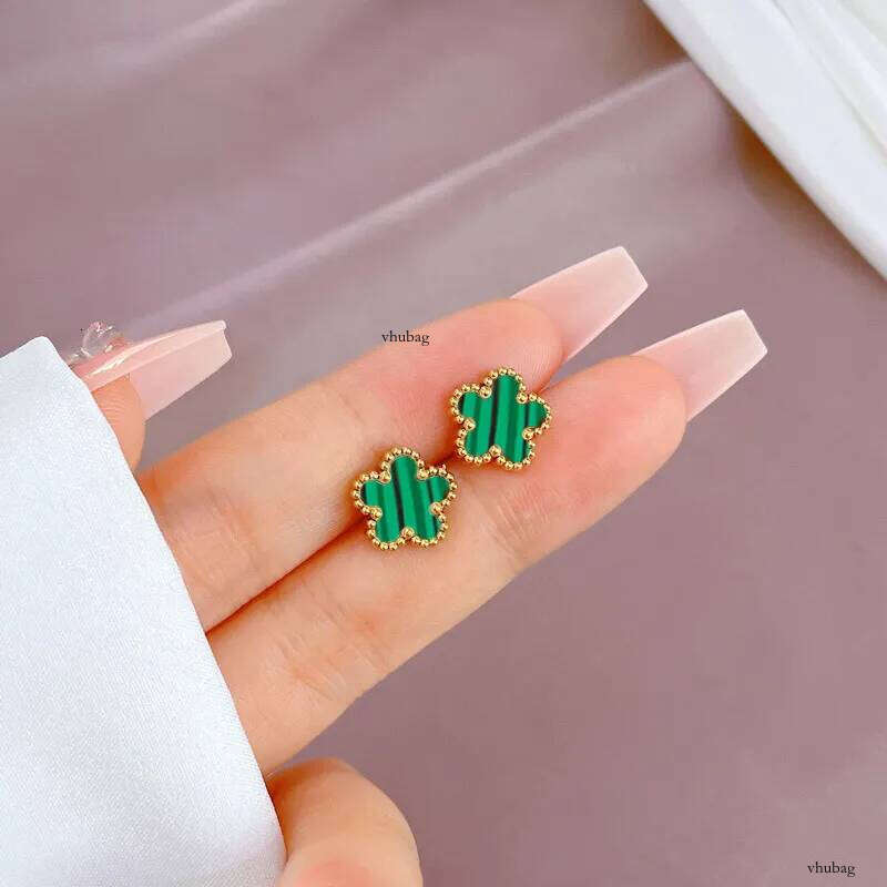 Elegant Titanium Five-Leaf Flower Stud for Women Ladies Designer Stainless Steel Five-leaved Clover Earrings Birthday Wedding Jewelry Gift