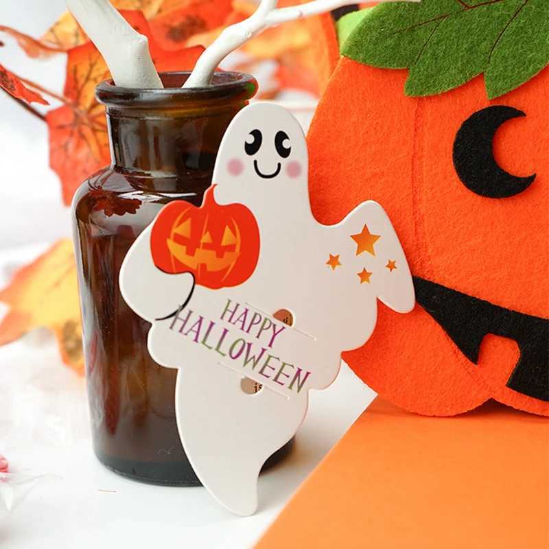 50Pcs Halloween Candy Package Card Pumpkin Ghost Orange Lollipop Packing Card for DIY Halloween Party Decoration Supplies XJ250804
