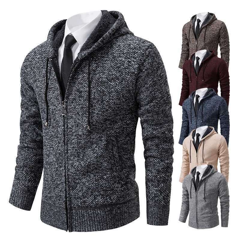 Mens Autumn Winter Sweater Hoodies Fleece Cardigan Zip Jacket Knitting Cardigans Fashion Casual Slim Fit Korean Mens Top Clothes XJ250805