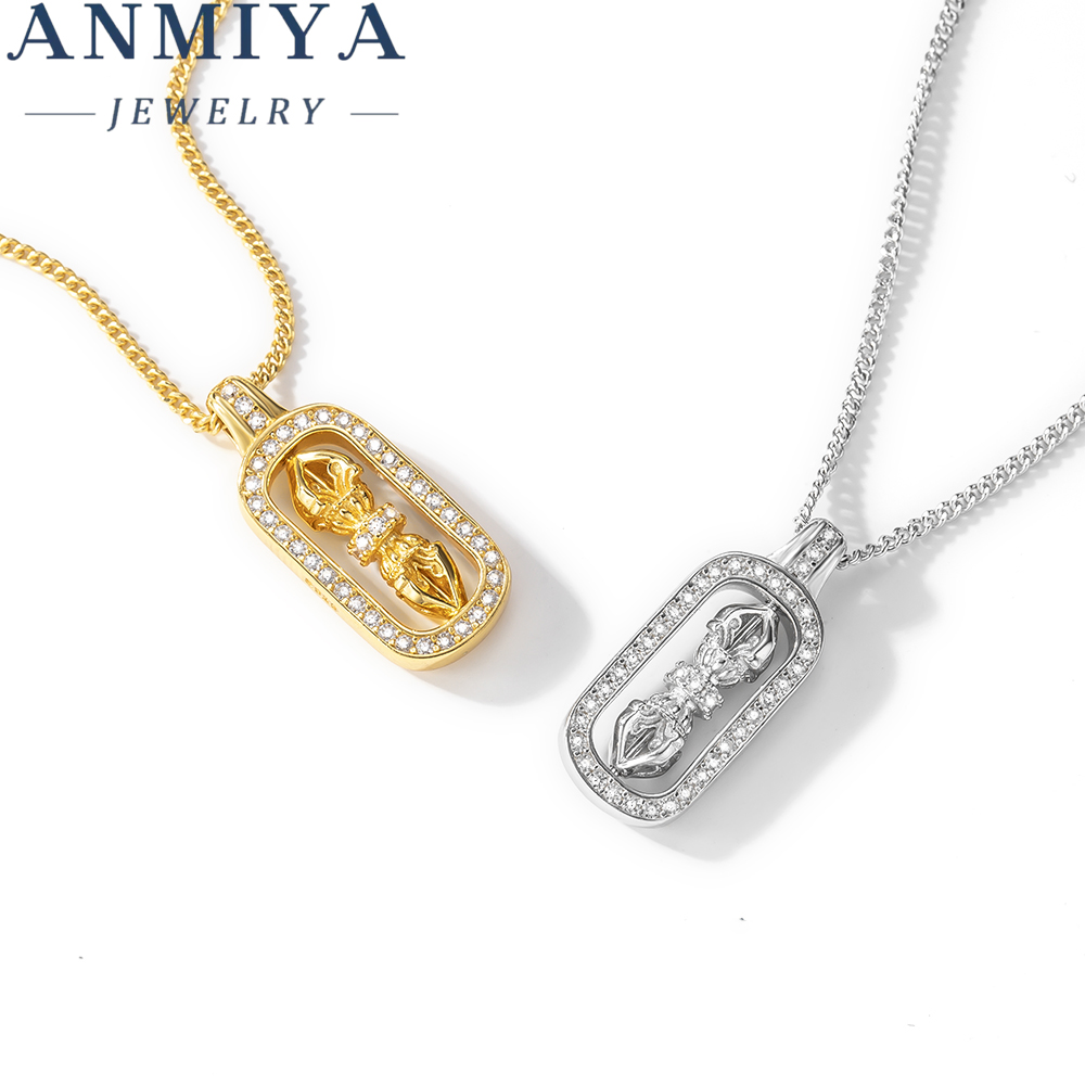 Custom Formal 925 Sterling Silver Vajra Pendant Necklace 18K Gold Plated Spiritual Jewelry With Elegant Design for Women