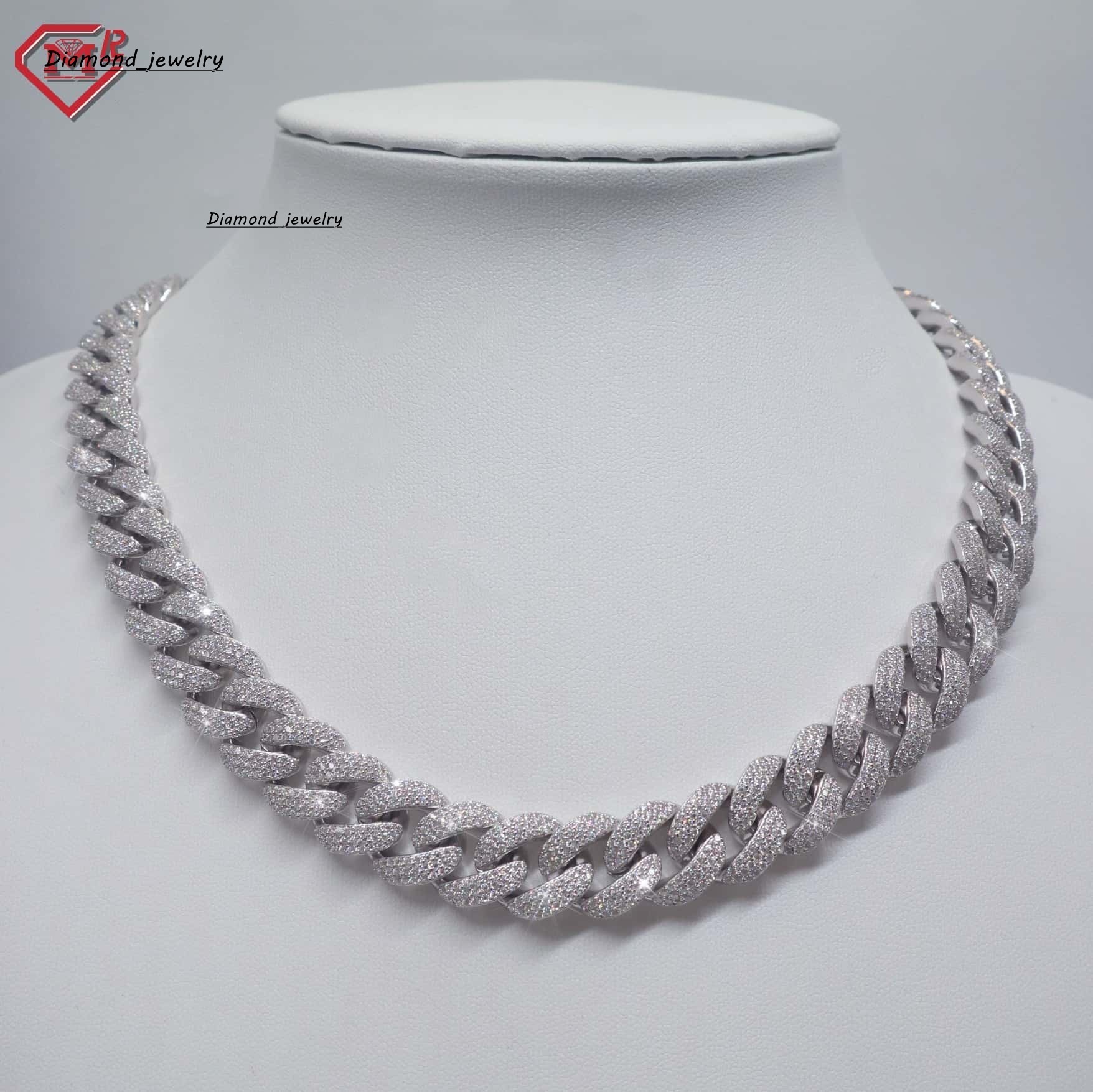 Hiphop 12mm Curb Miami Cuban Link Chain 925 Silver Custom Charm VVS Iced Out Moissanite Cuban Chain