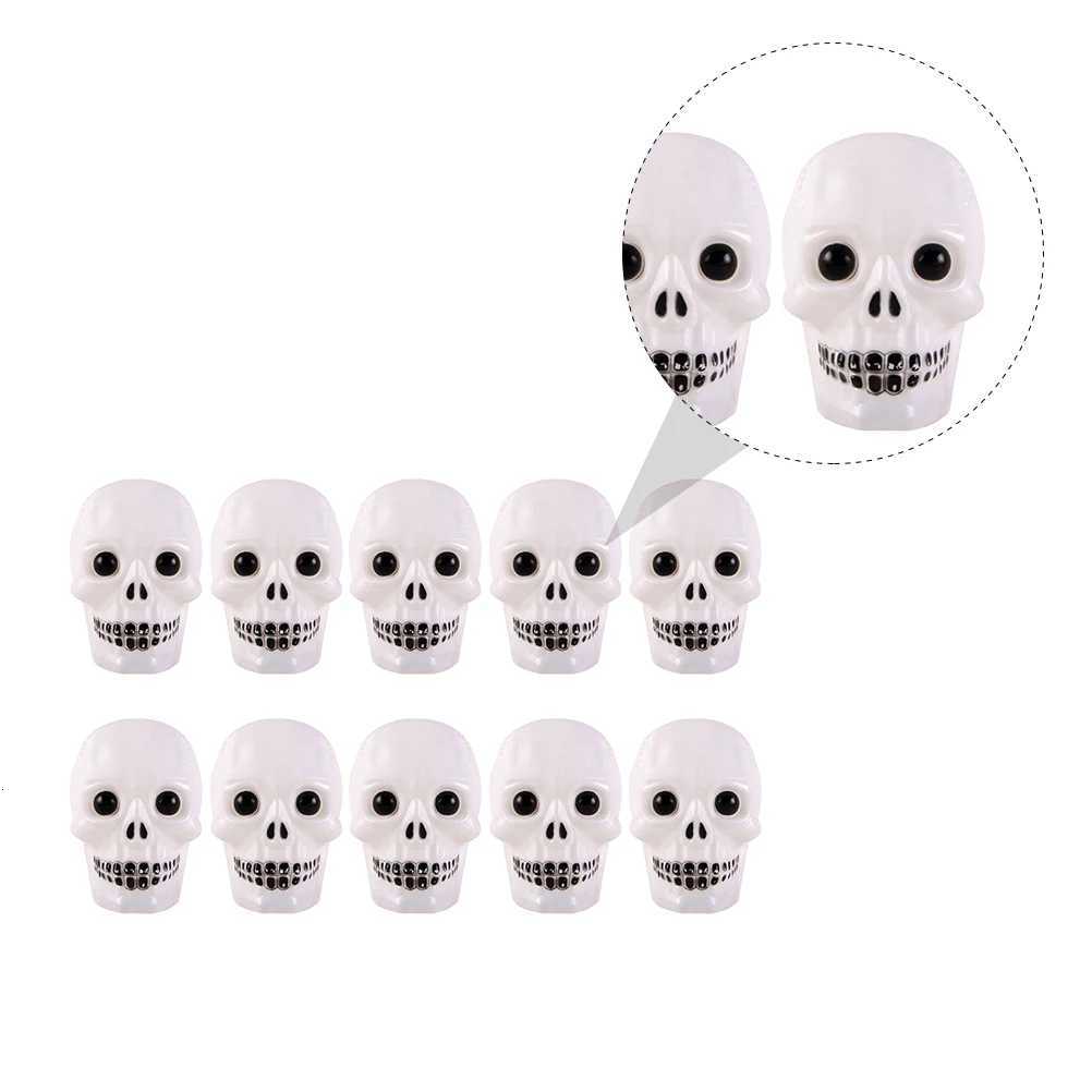 10pcs LED Skull Lamp Color Changing Night Light Powered Halloween Bedroom Decor Small Ghost Head Seven Color Gradient XJ250804
