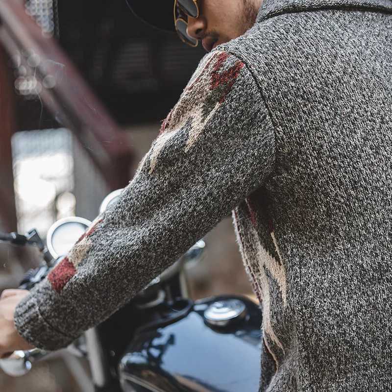 Madene Knitted Vintage Cardigan Men Sweater Indiana Thick Knit Oversized Streetwear Geometric Trend V-neck Christmas Knit Coats XJ250805