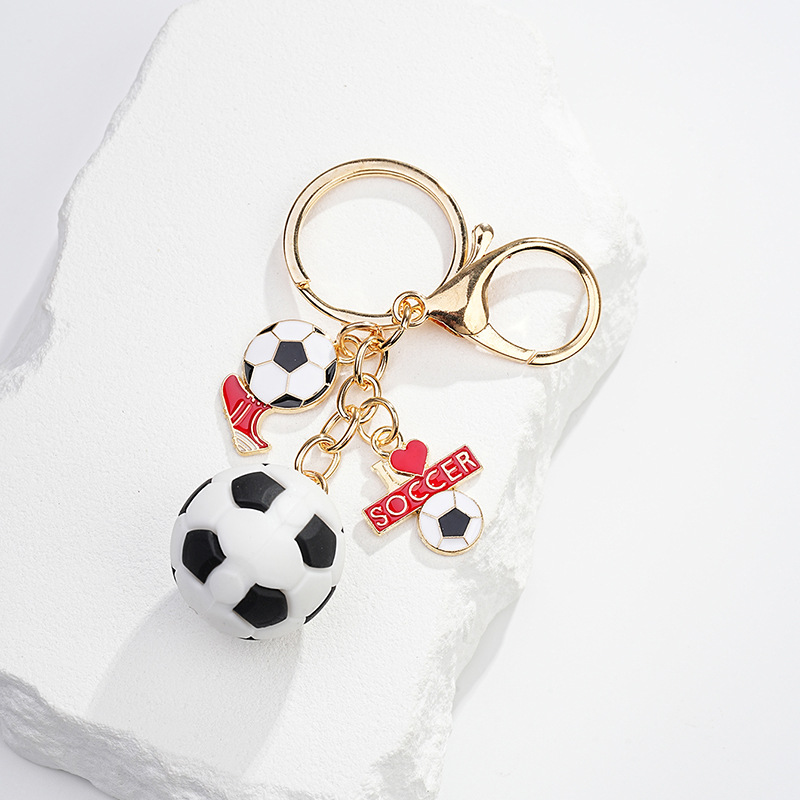TRENDY 3D Sports Ball Keychain - Soccer / Basketball / Football Charm pour le jour du match, Fan Goads Team Spirit