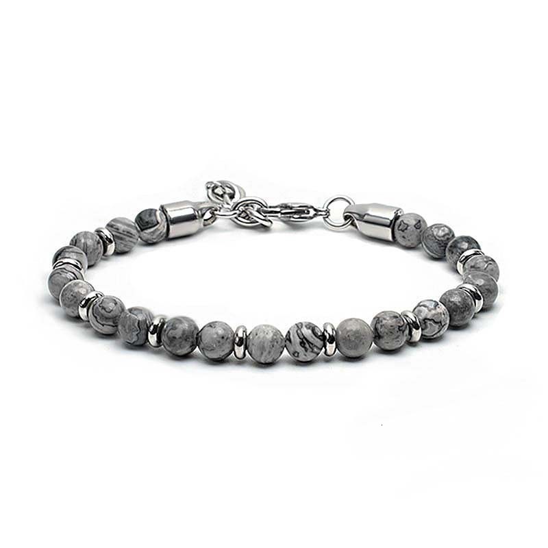 Charm Bracelets High Quality Black Faceted Agate Round Beads Stainless Steel Bracelet For Fashion Men's Jewelry 231009
