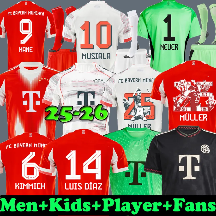 25 26 MANE soccer jersey BAYERNs Luis Diaz munich FANS Player Vertion SANE KIMMICH MULLER 125th anniversary football shirt Men Kids MUSIALA goalkeeper kits