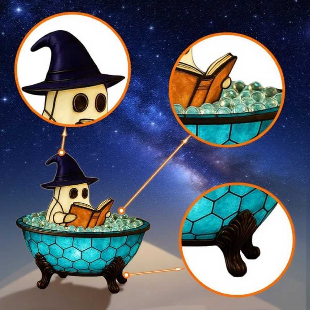 LED Ghost Bubble Bath Lamp Battery Powered Halloween Ghost Night Light Adorable Ghost Reading Night Light Halloween Decoration XJ250804