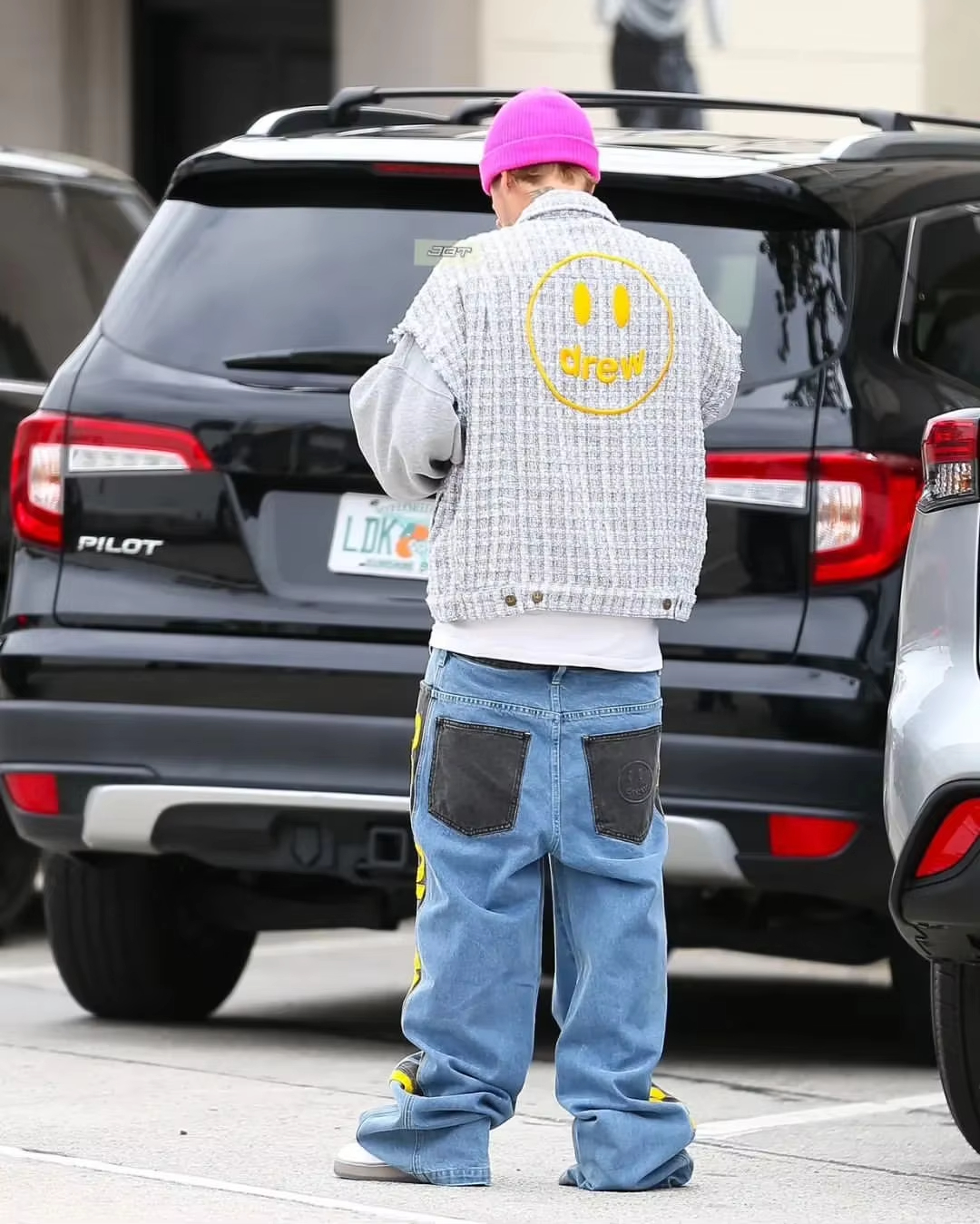 Drew House Embroidered logo shoulder-less Coat Men's Clothing designer niche American retro print loose denim jacket