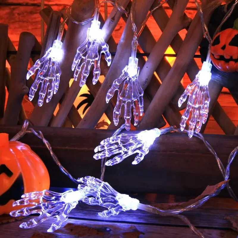 Halloween LED Ghost Claw String Lights Battery Powered Decoration Lamp Horror Atmosphere Lights for Festive Party Haunted House XJ250804