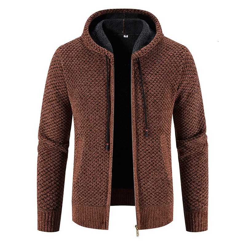 High Quality Winter Men Cardigan Sweater Thick Warm Hooded Casual Sweatercoat Mens Solid Zipper Knitted Cardigan Sweaters Men XJ250805