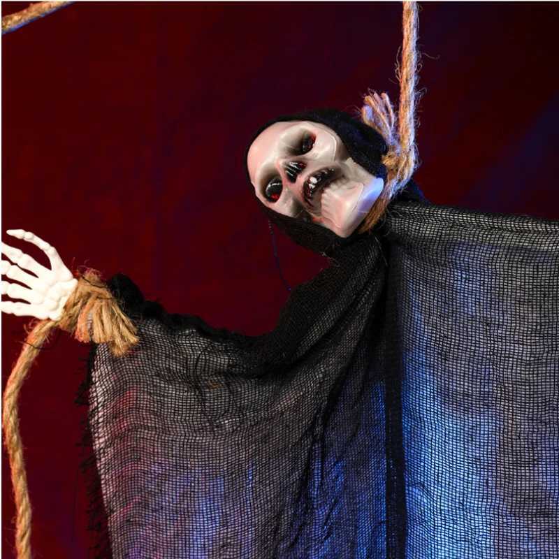 Hanging Skeleton Ghosts Scary Flying Ghost with Wizard Hat for Haunted House Decoration Patio Porch Skull PropXJ250804
